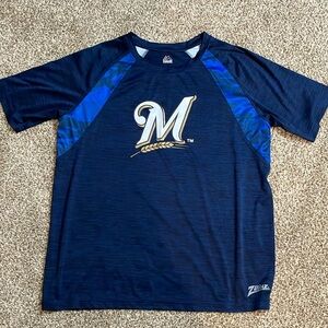 🩵Men’s large Milwaukee brewers silky athletic shirt